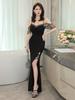 Elegant Strappy Slim Evening Dress for Sauna, KTV, and Karaoke