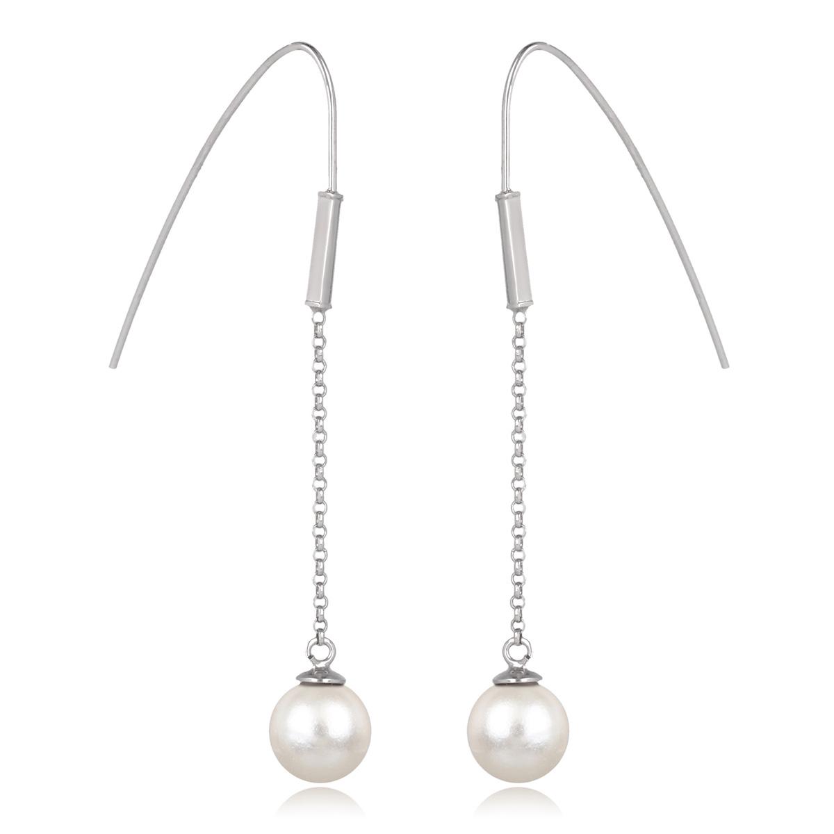 

Les Trésors De Lily [Q4595] - Серебро слоновой кости (родий) Серебряные серьги Perla - 70x10 мм