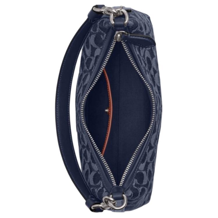 Coach Juliet 28 Klassisches Logo Reißverschluss Stoff Handtasche Umhängetasche Schultertasche Groß Damen Dunkelblau Gemischte Farbe