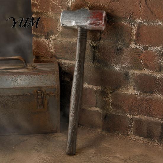 Realistischer Plastikhammer Fake Requisite, Leichter Vorschlaghammer für Halloween-Kostüm Detailliertes Zubehör, Gruselige Kunstblut-Waffe Cosplay, Gruselige Requisite Cosplay
