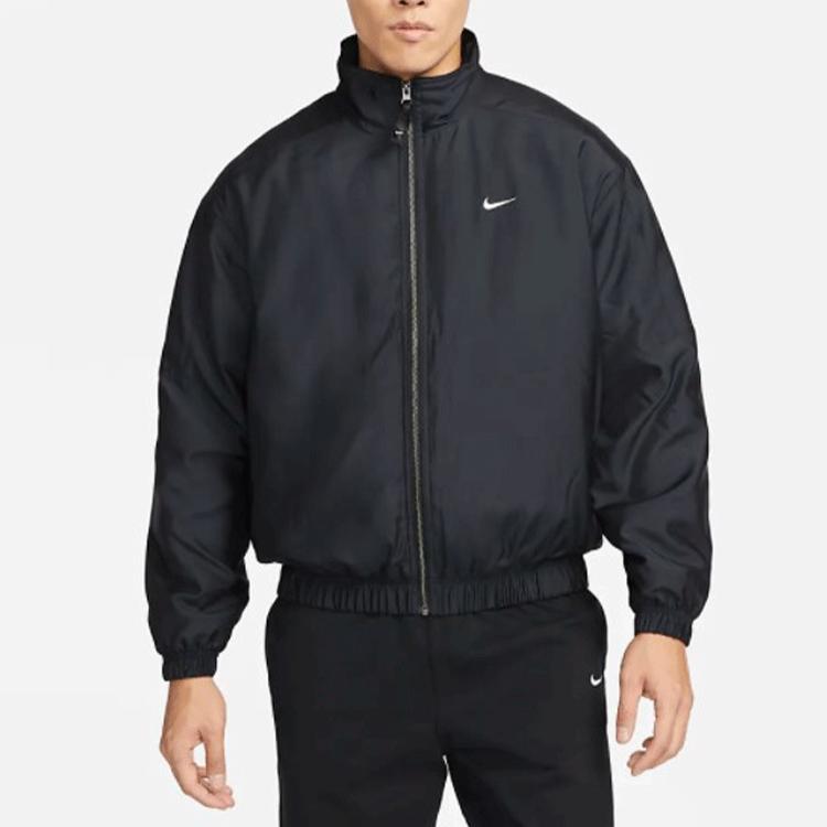 Nike Solo Swoosh Satin Bomber Jacket (Asia Sizing) Black Kumquat Men Streetwear DN1267-010