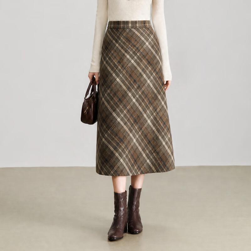 Sllsky Retro Plaid A-Line Tweed Mini Skirt