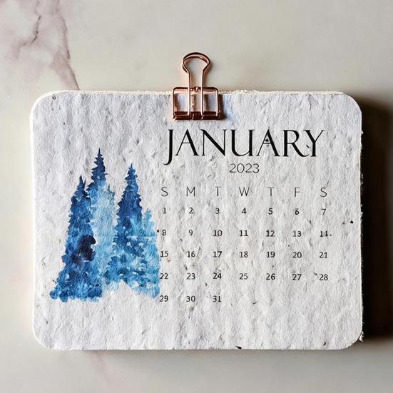 Plantable Seeds Paper Calendar 2026 Biodegradable Plantable Calendar with Wildflower Seeds Monthly Growable Planner for Eco-Friendly Office & Home
