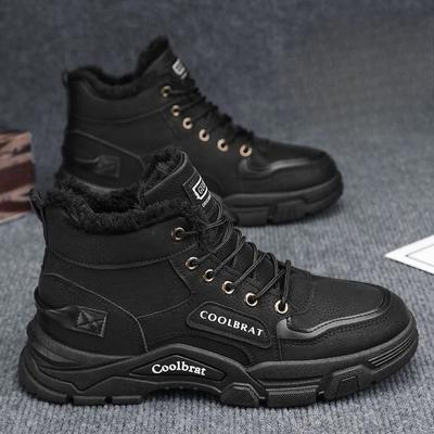 Bottes de Neige à Lacets Chaudes et Résistantes au Froid pour Hommes Plateforme Marques Chaussures Confortables Luxe Antidérapantes Décontractées Polaire Hiver Chaussures Homme