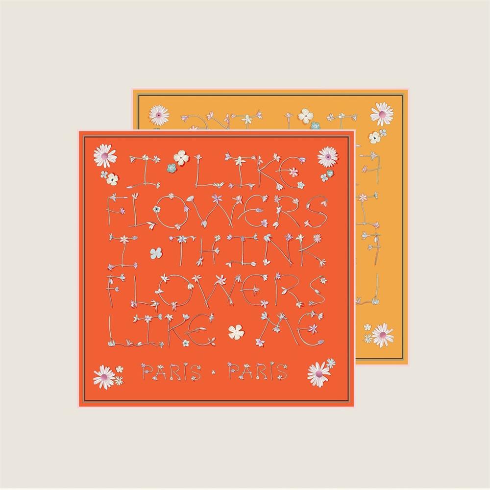 New Style Curled Twill Silk Scarf Women Fashion Double Side Printed Square Scarves Wraps Echarpes Foulards Femme Hijab 70CM