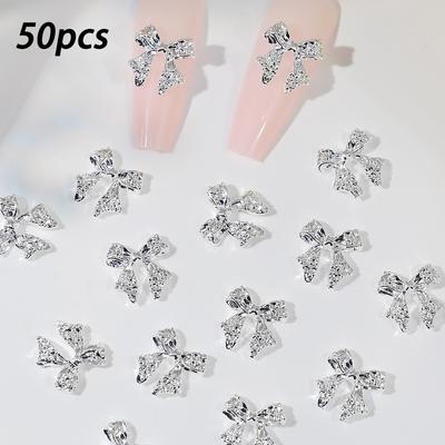 Light Luxury Gold Silver Bow Nail Art Jewelry Three-Dimensional Elegant Bow Three-Dimensional Metal Nail Art Decoration