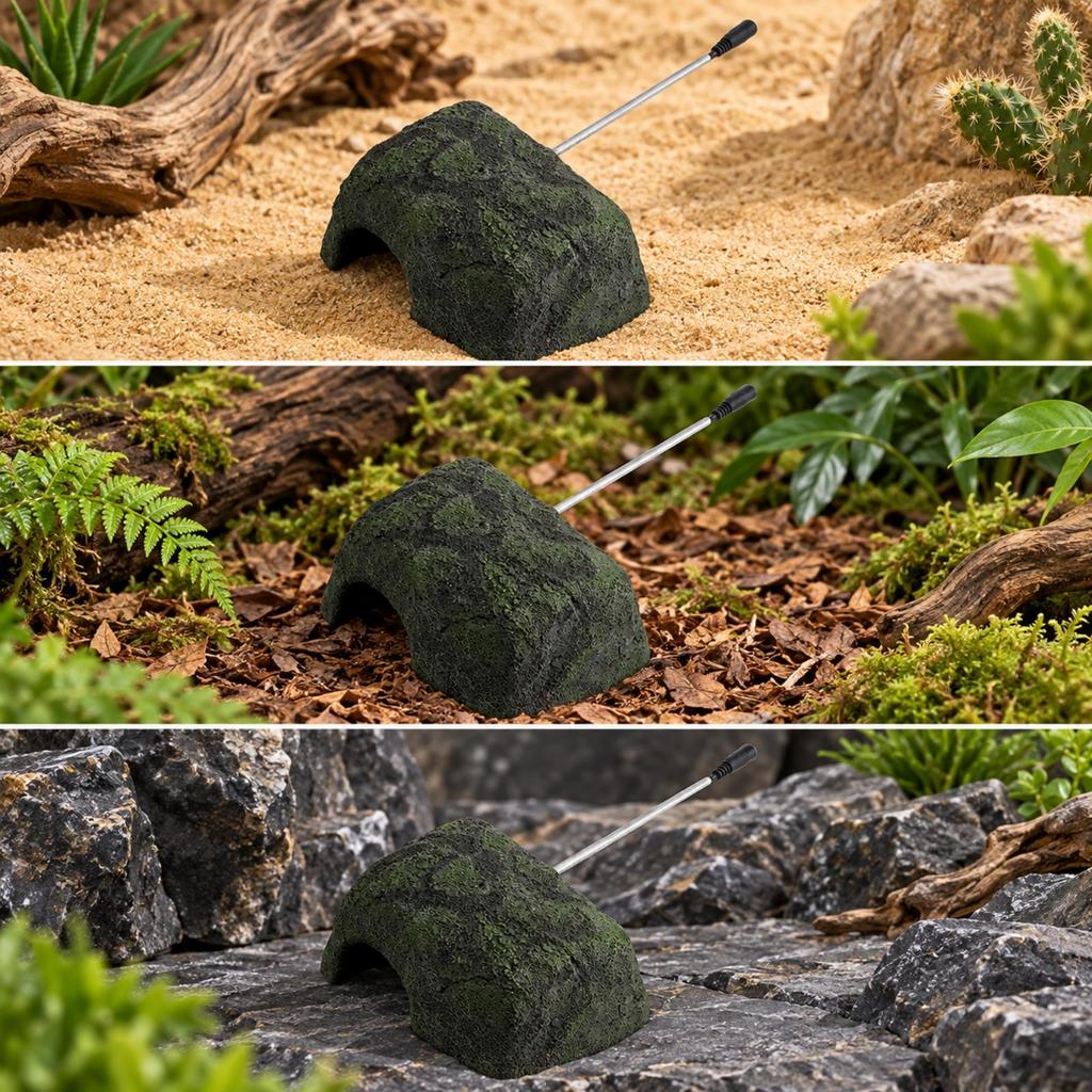 Heated Reptile Hide Cave 12 V Stable for Reptiles Keepers, Enclosures EU Plug
