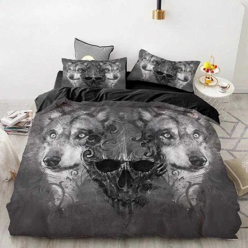 Wolf Tiger Lion Animal Pattern Bedding Sets Home Bedclothes Super King Cover Pillowcase Comforter Polyester Bedding Set