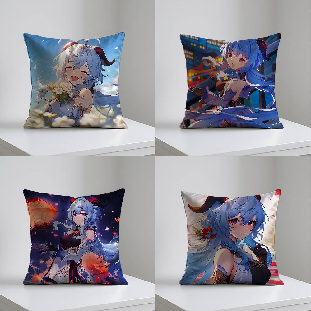 GGanyuGGenshin Case Plush Fabric Soft Pillowcase Double Sided Print Cushion Cover Household Gifts