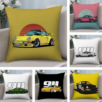 Cooler Supersportwagen 911 Kissenbezug Plüschstoff Weicher Kissenbezug Beidseitiger Druck Kissenbezug Haushaltsgeschenke
