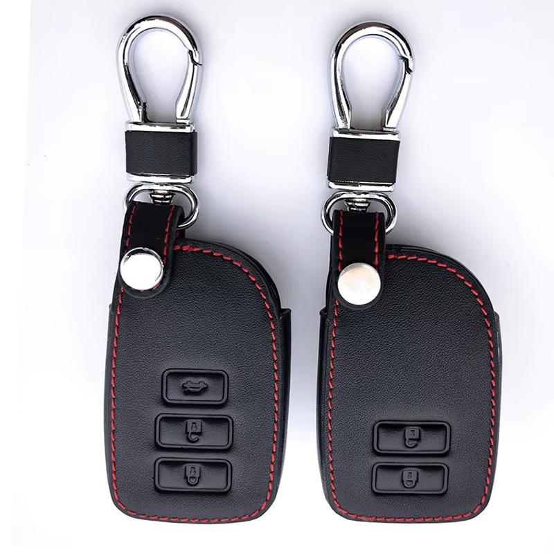 2 3 Buttons Leather Car Key Cover For Toyota Yaris Vios Previa Prado Smart Remote Control Keychain Jacket Holder Protector Case