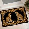 1pc European Luxury Golden Carved Leopard Flannel Mat Entrance Door Bedroom Bedside Bathroom Non-Slip Decorative Foot Mat Home Entryway Wear-Resistant