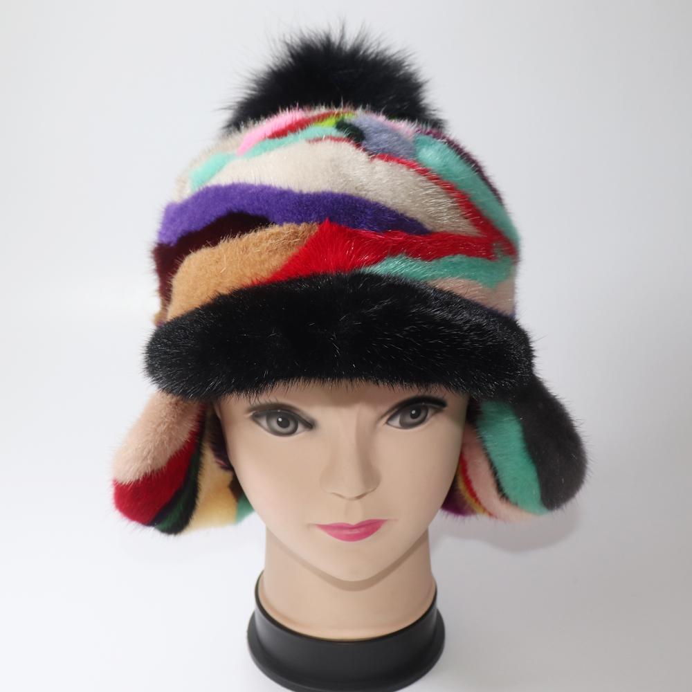 New Women Winter Real Fur Baseball Cap Natural Warm Mink Fur Hat Lady Thick Quality 100% Genuine Real Mink Fur Hats