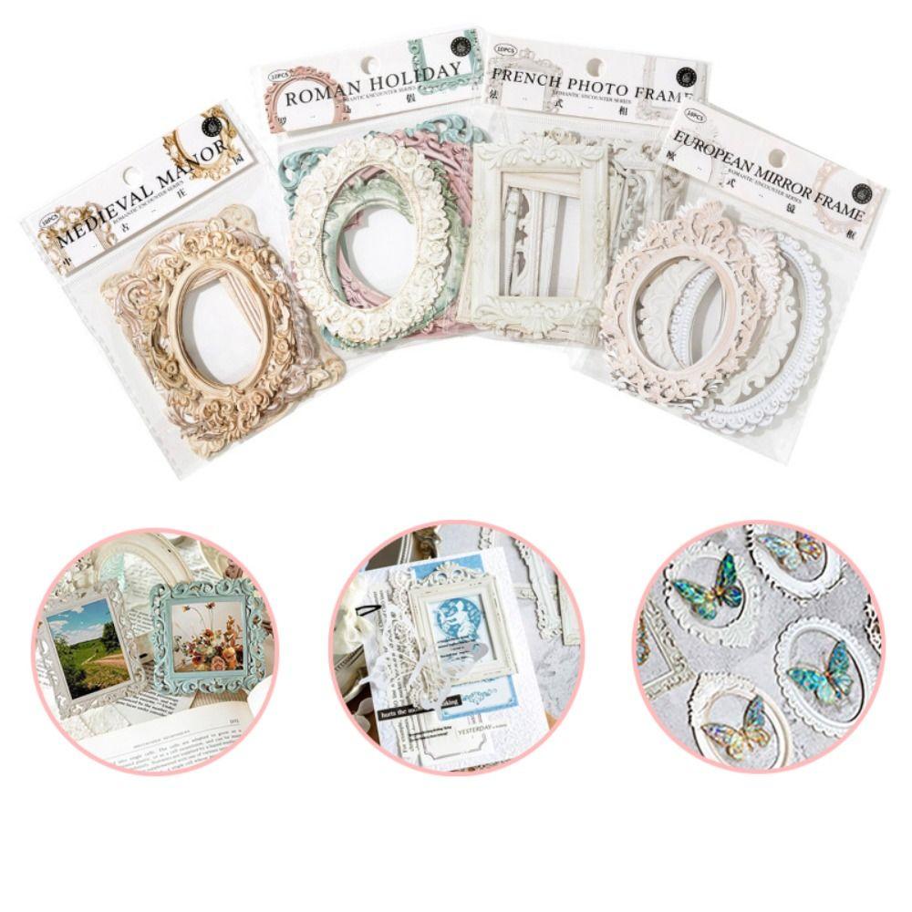 A Set Relievo Vintage Hollow Embossed Materials Frame Scrapbook Decoration Paper  DIY Crafts
