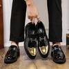 Vintage Men Buckle Loafers Shoes Bright Leather Comfortable Dress Wedding Fashion Party Shoe Mens Business Oxfords Slip-On Flats