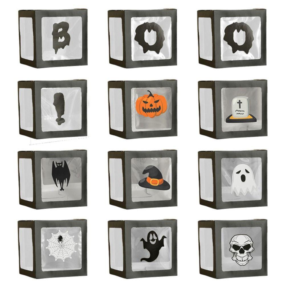 4Pcs/Set Cube 3D Transparent Balloons Boxes Pumpkin Photography Background Box  Haunted House