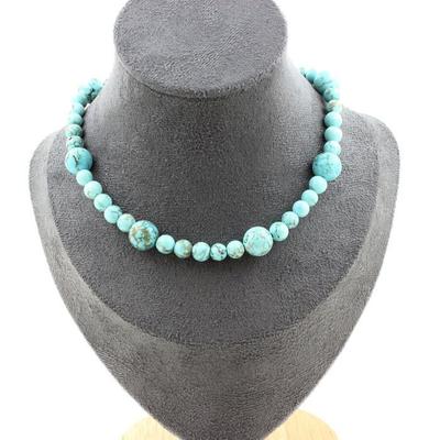Stones and Minerals. Howlite Turquoise Beaded Necklace 6 Mm + Howlite Turquoise 10 Mm. Necklace Women, Men. Customizable Size
