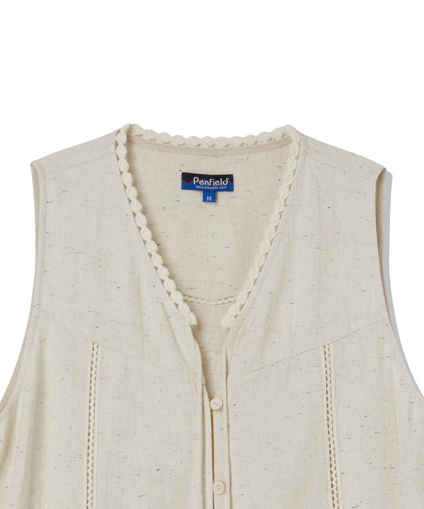 Penfield Flower Crochet Linen Vest Ivory_Fs2Wv03U