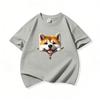 Kids Pure Cotton T Shirt Adorable Dog Zipper Print Crew Neck Short Sleeve Tee Casual Breathable Boys Girls Summer Tops