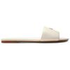 Coach Signature Leather Flat Open-Toe Slide Sandals Women sandals White CAQ67-CHK