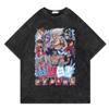 Anime YuYu Hakusho Washed Vintage T-shirt Men Women Casual New Hip Hop Streetwear Cotton Loose Y2k Short Sleeve Harajuku Tshirt