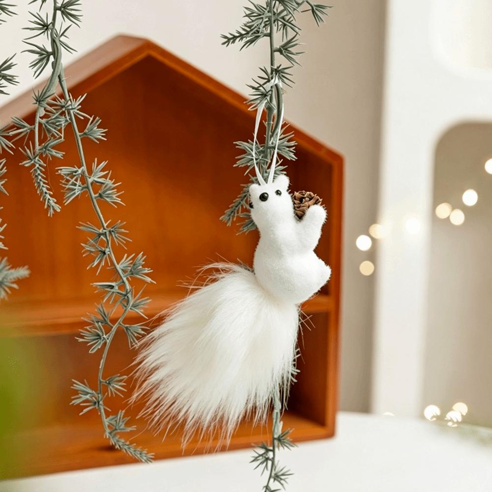Lightweight Flocked Squirrel Ornaments Plush Texture Dual-use Tabletop Ornament  Xmas