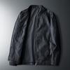 Large Size Men's Motorcycle U Leather Jacket Spring New Thin Jacket Solid Color Stand Collar Slim Leather Jacket