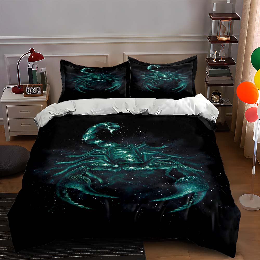 

Glowing scorpion silhouette. Bedding Duvet cover sets Duvet covers Pillowcases gifts (1 * Duvet Cover 2 * Pillowcases, without duvet insert) 135x200cm