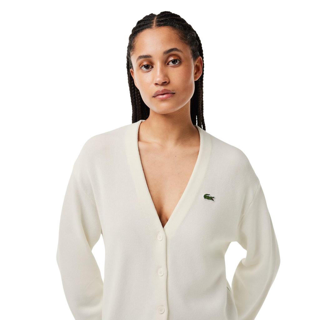Lacoste Cardigan da donna con scollo a V e vestibilità rilassata
