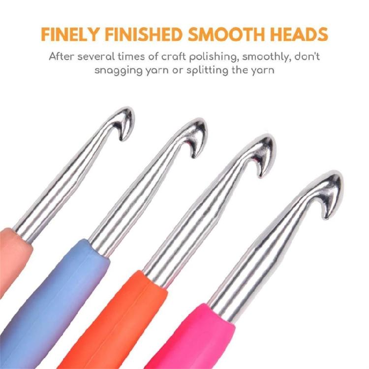 Quality Crochet Hooks 37pcs Set with Ergonomic Silicone Handles Fine Finish