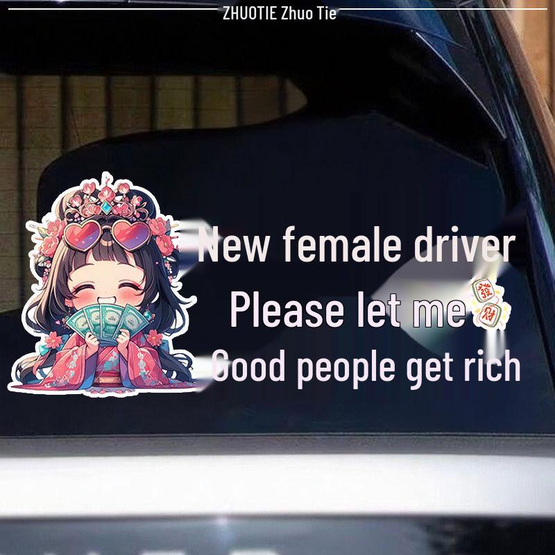 New Female Driver Warning: Please Let Me Pass – Creative Car Sticker for Rear Window
