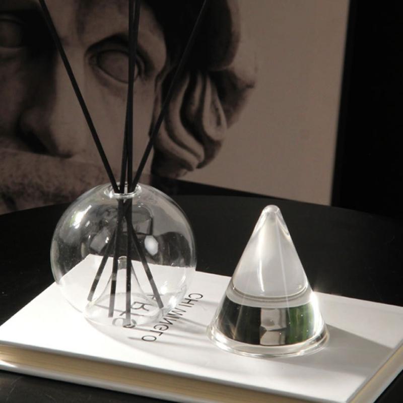 Glass Vase Crystal Aroma Diffuser Accessory Candlestick Candle Holder Geometric Transparent Flower Pot Home Decoration