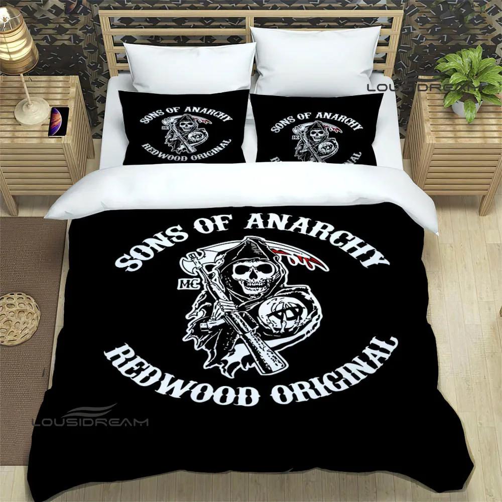 Sons of Anarchy Retro Printed Bedding Sets Exquisite Supplies Set Duvet Cover Bed Comforter Set Bedding Set Luxury Birthday Gift