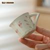 2-teiliges/Set Rein handbemaltes Pfirsichblüten-Henkel-Teeglas Retro Gras Holz Grau Meistertasse Damen Persönliche Tasse Kung Fu Teeset 55ml