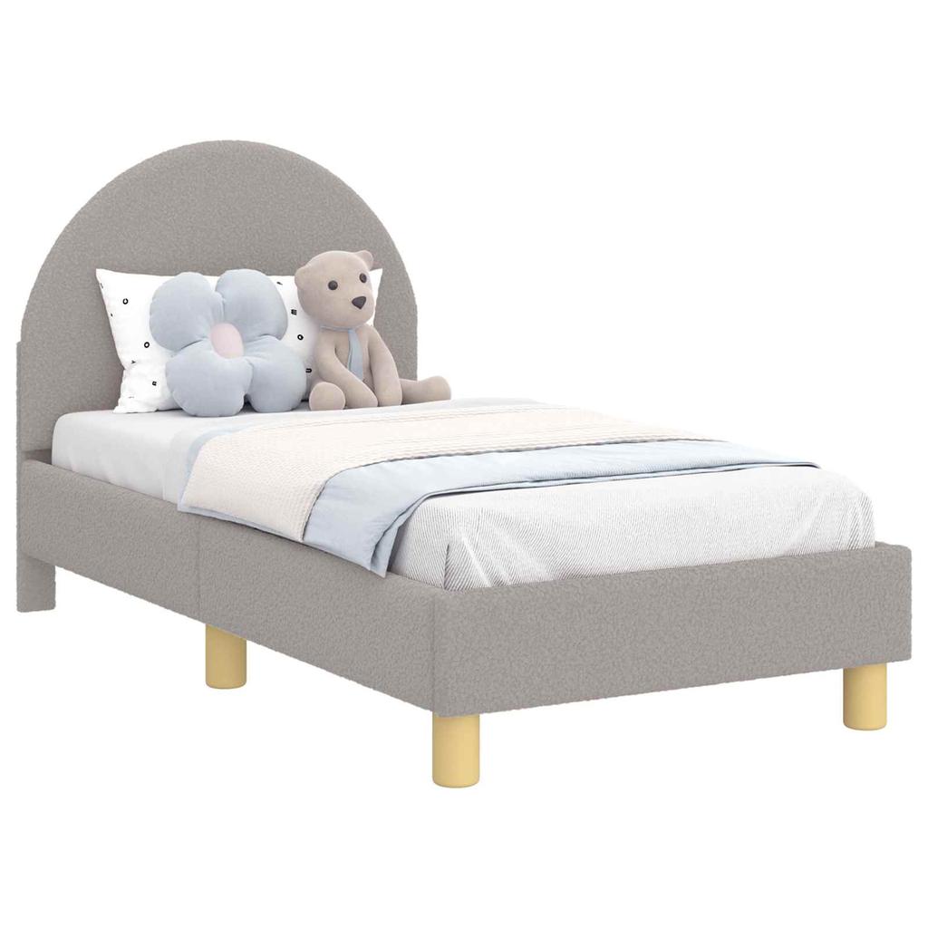 Children s Bed Frame with Headboard Light Gray 70 x 140 cm Boucle