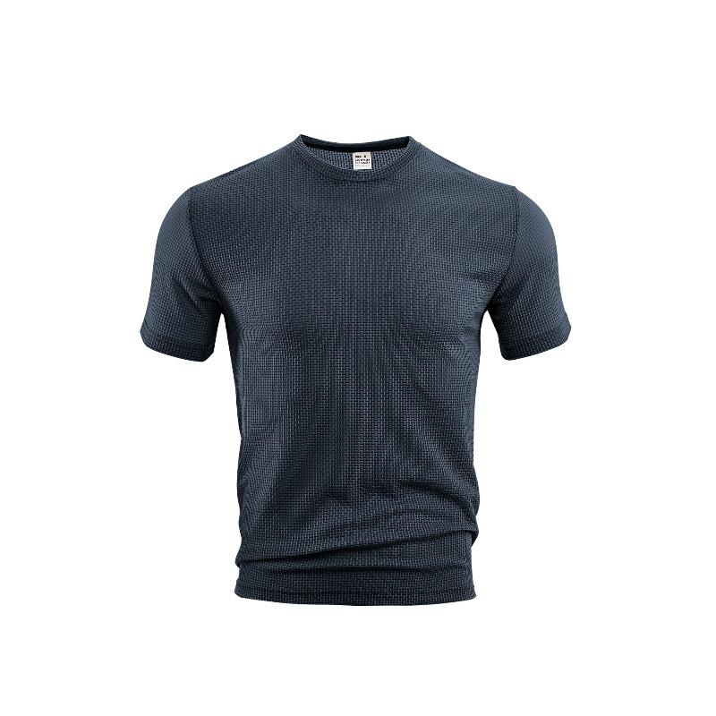 

European Size Men S Clothing Tk Summer Thin Sports And Leisure Loose Breathable Quick-Drying Seersucker Men S Short-Sleeved T-Shirt S тёмно-синий