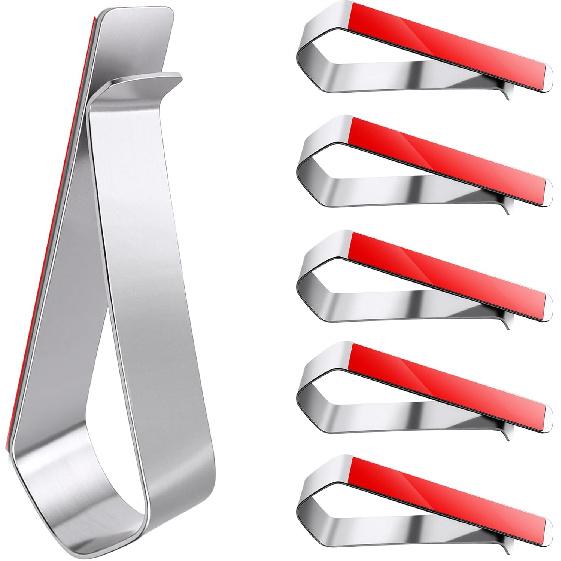 6-Pack Stainless Steel Clips with 3M Adhesive – DIY Sun Visor Mounting Kit for Photo Frames (Not Included) – Strong Hold Car Visor Accessory for