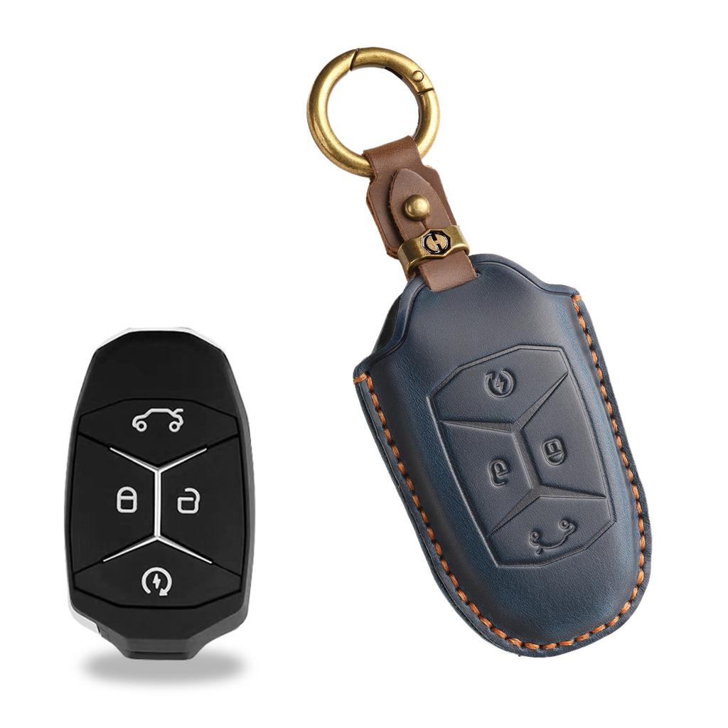 Retro Schlüsselhülle ist passend für Lynk & Co 03 echtes Leder 2022 spezielle Schnalle rein handgefertigte Rindsleder Autoschlüsselhülle