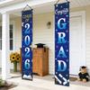 1 Set Polyester Graduation Door Banner Set Class of 2026 Pattern Hanging Porch Signs for Graduation Party Front Door Porch Decor