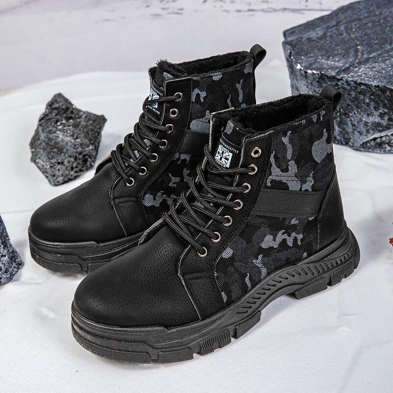 Single cotton Martin boots high-top men's shoes non-slip thick-soled outdoor rhubarb boots camouflage shoes