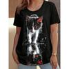 Sommer Modisches Lässiges Rundhals Kurzarm T-Shirt Bequem Atmungsaktiv Tier 3D Druck Locker Damen Pendler Vielseitiges T-Shirt