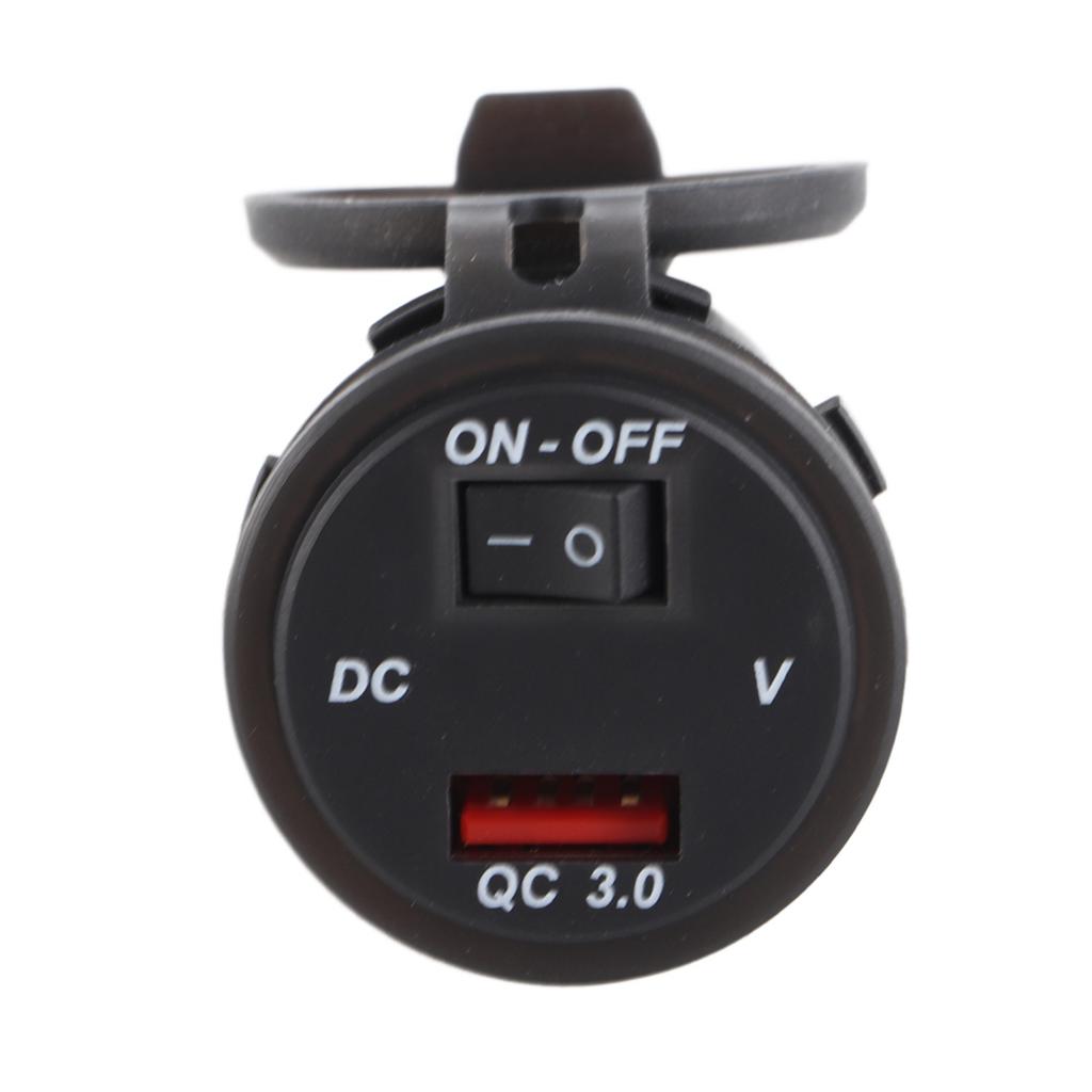 12V IP66 3.0A LED Digital Phone Charger Independent Switch Adapter with 23.6in Line Red DC12‑24V