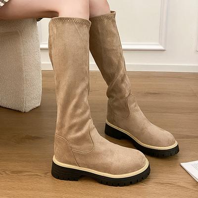 Bottes Hautes Femme Daim Designer Plates Chaussures de Sport Mode Luxe Confortable Hiver Botas Nouvelle Marche Chaudes Bottines Chelsea Femme