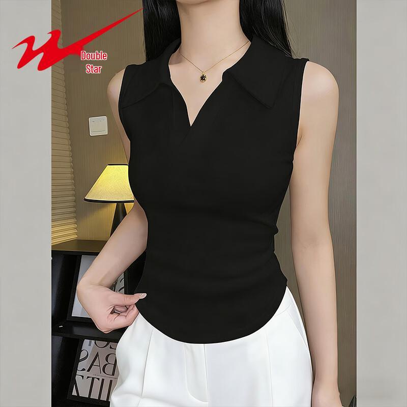 Women s Polo Collar Sleeveless Tank Top L