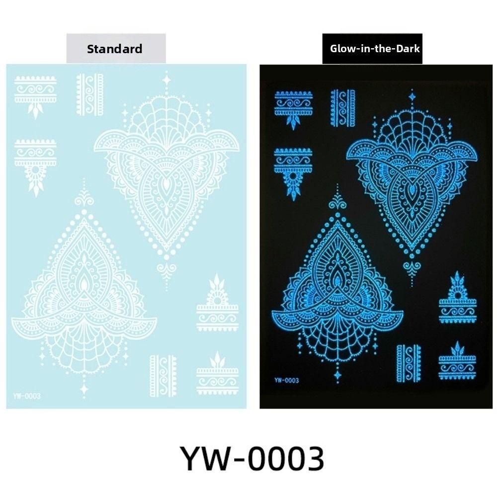Leg Arm Luminous Henna Tattoo Sticker White Lace Temporary Tattoo  Women/Lady