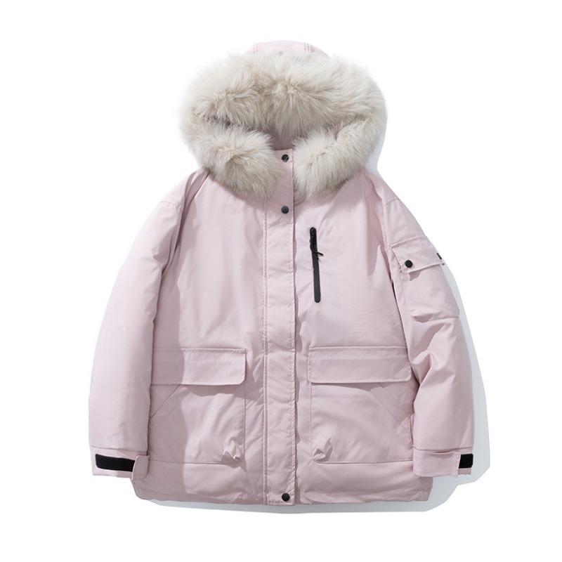 Tooling down cotton cotton jacket women's winter new short hooded big fur collar outdoor pie overcome coat