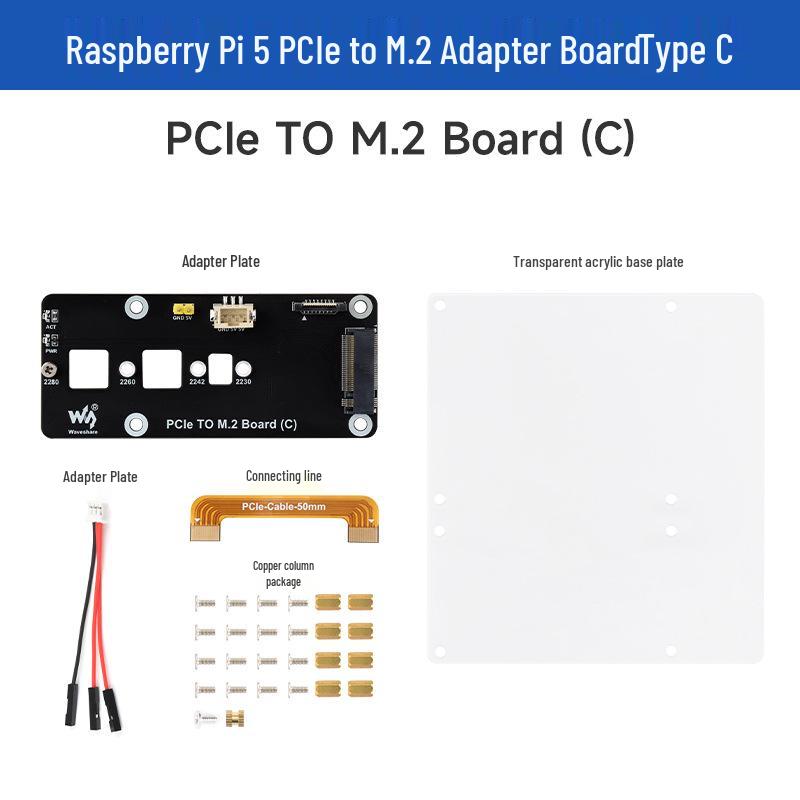Raspberry Pi 5 PCIe to M.2 NVMe Adapter Board for Hard Drives