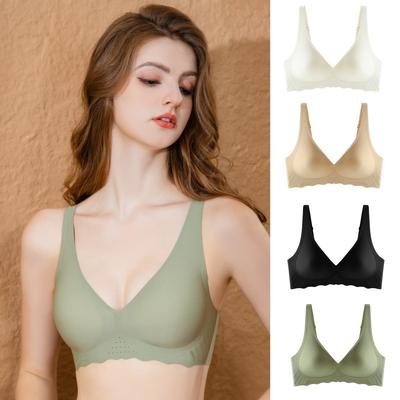 Nahtloser Atmungsaktiver Bequemer Geleeartiger Weicher Stütz-BH mit einem Nackthautgefühl Sexy Tiefer V-Ausschnitt Push-up und Anti-Erschlaffung