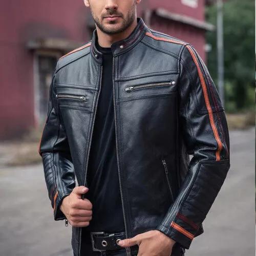 Party Wear Jacket Leather Motorcycle Biker Handmade Stylish Black New Men's Real Lambskin