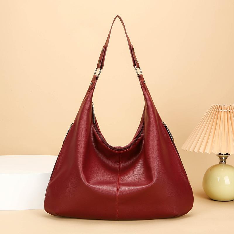 Large capacity commuter tote bag retro oil wax leather handbag high sense versatile shoulder women's bag tide